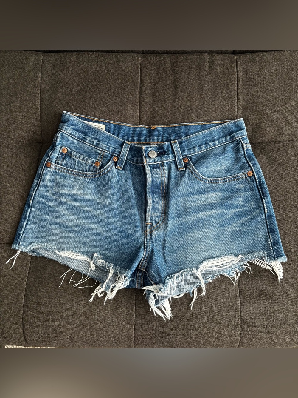 Levi’s Classic Blue Denim Cutoff Shorts - Distressed Hem